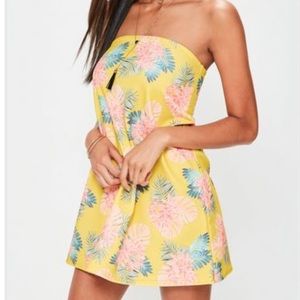 Yellow floral bandeau dress